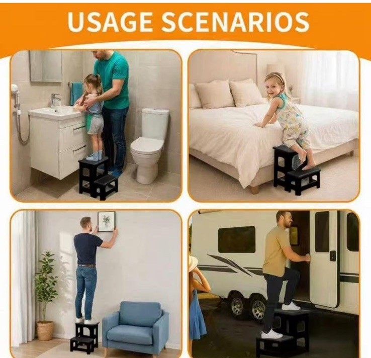 2 Step Stool Foldable, Non-Slip Steps, Folding Step stool for Adults & Kids, ...