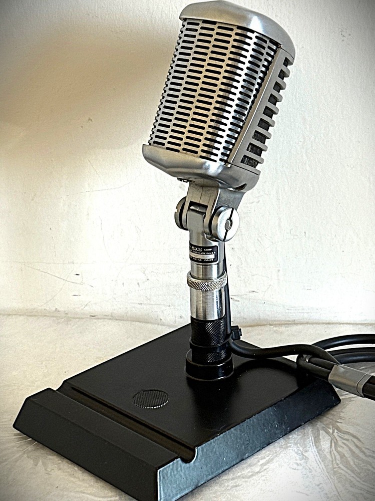 Vintage 1950's ASTATIC 77L Dynamic Microphone, original element, stand & cable