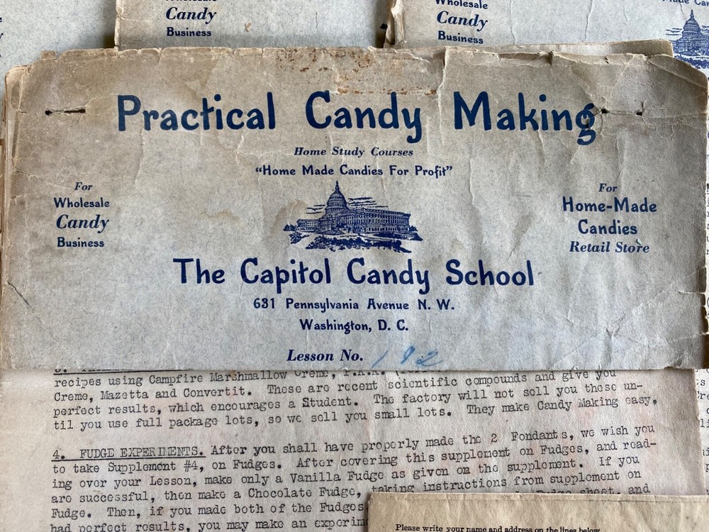 Antique PRACTICAL CANDY MAKING The Capitol Candy School Lessons Recipes Vintage