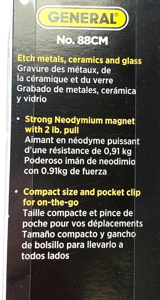 GENERAL TOOLS #88CM CARBIDE POINT SCRIBER PEN & MAGNET ETCHING - NEW!