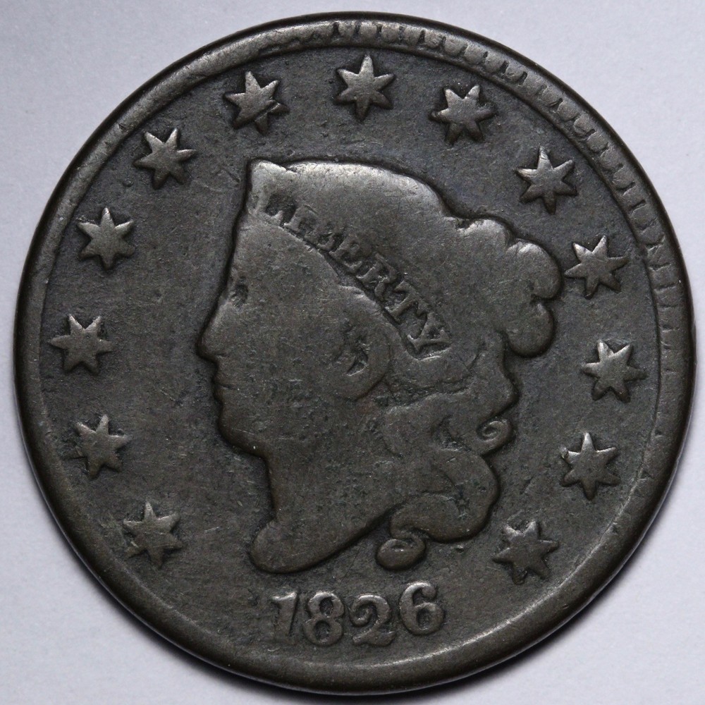 1826 Coronet Head Large Cent VG E104 DJNM