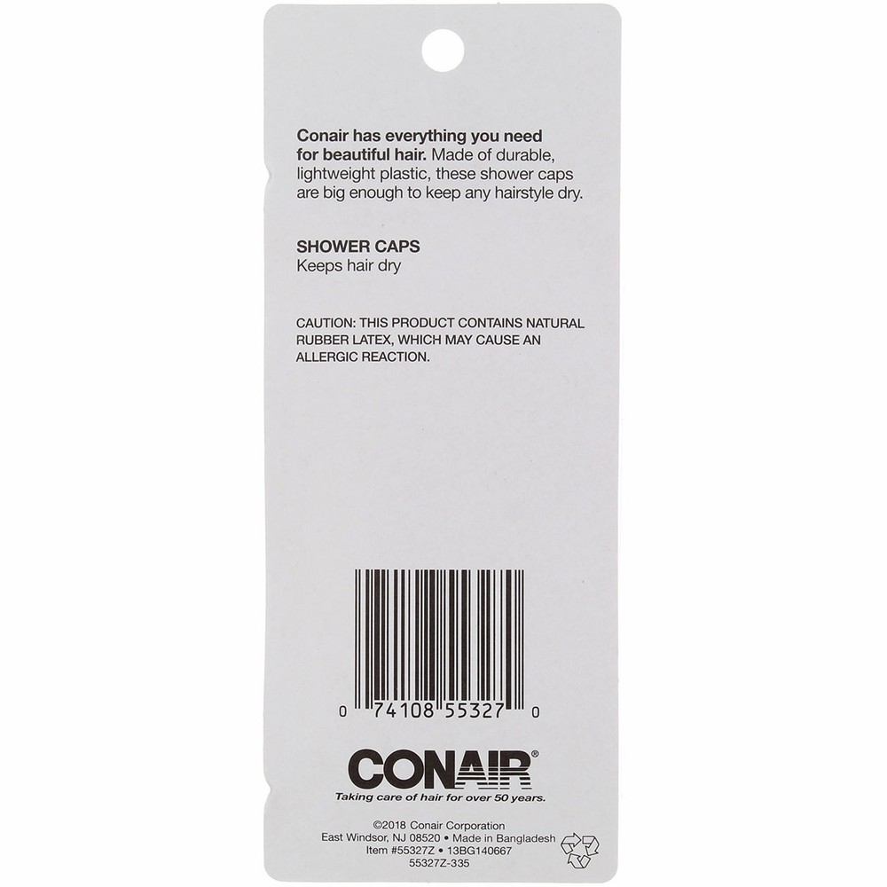 4 Pack Conair Shower Caps, 3 Ct