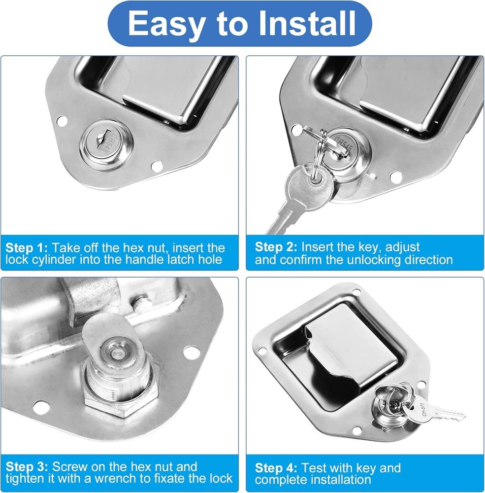 Truck Tool Box Lock Replacement, 1 Pack 1 - Random Key Code, Silver