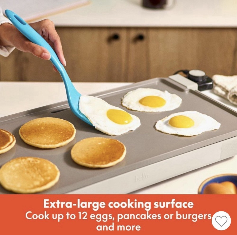 Bella 12" x 22" XL Griddle with Warming Tray Cooking Surface