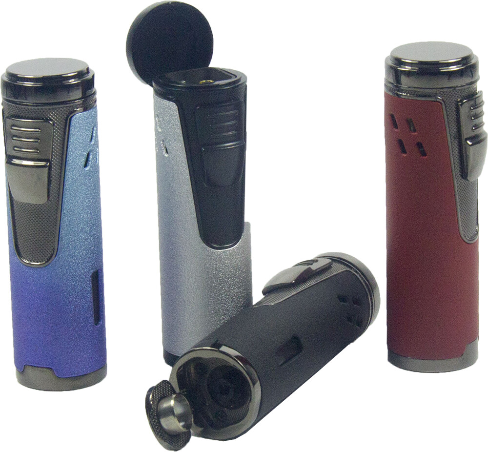 Quintuple Flame Cigar Torch Lighter with Cigar Punch Cutter Adjustable Flame