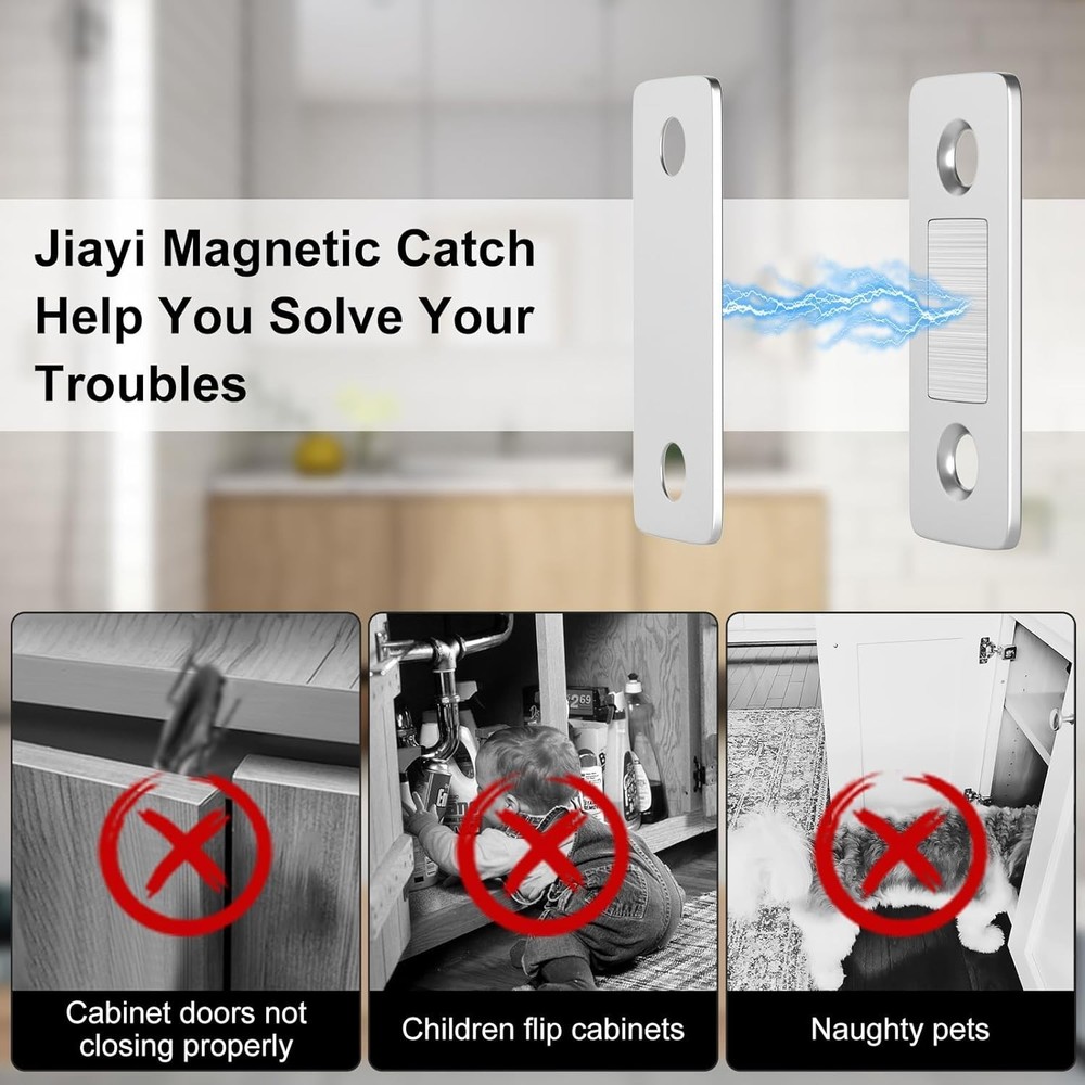 4-Pack Magnetic Door Latch - Easy Adhesive Installation for Cabinets