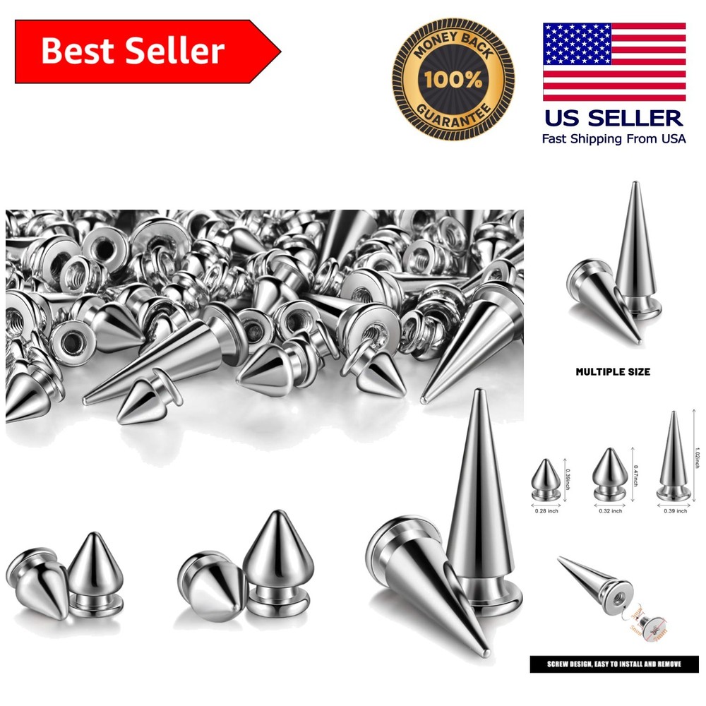170-Piece Silver Cone Spikes Collection: Durable Screwback Studs for DIY Fashion