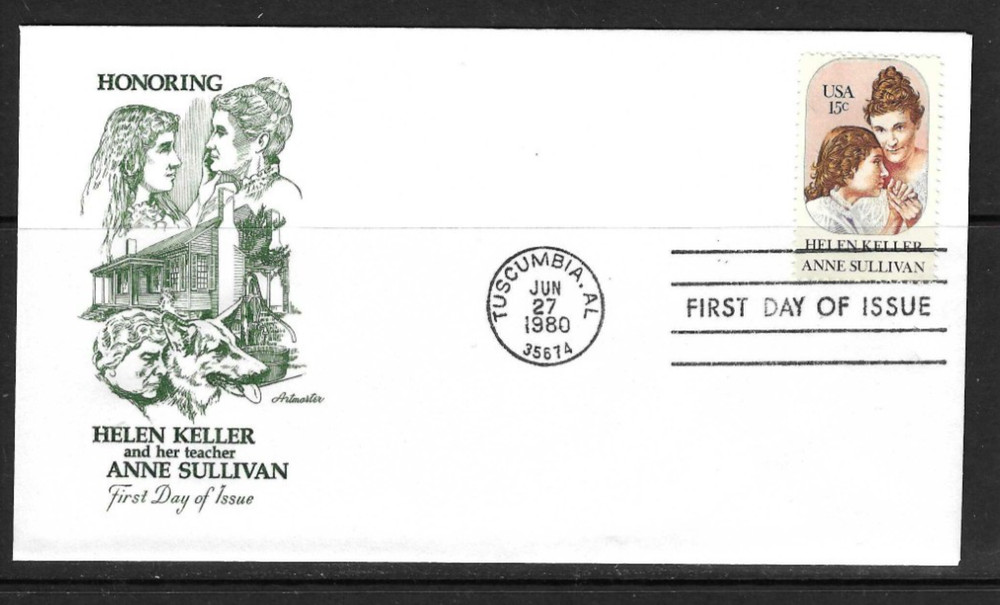 US SC # 1824 Hellen Keller FDC . Artmaster Cachet