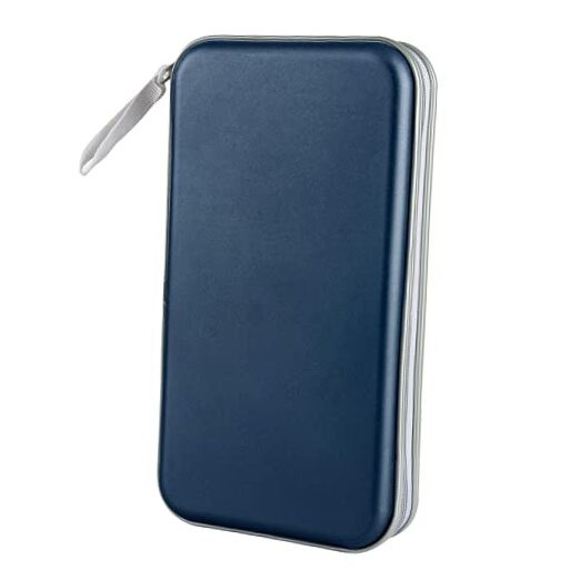 CD Case Holder, 80 Capacity CD/DVD Case Holders Wallet Hard Plastic Dark Blue