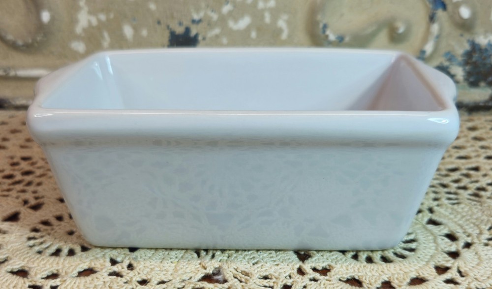 White Stoneware Mini Loaf Baking Pan