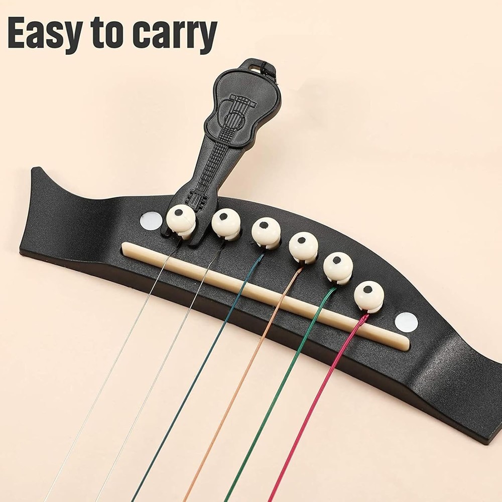 Guitar Bridge Pins & Puller - 12 Pack Ivory/Black Set for Ultimate Performance