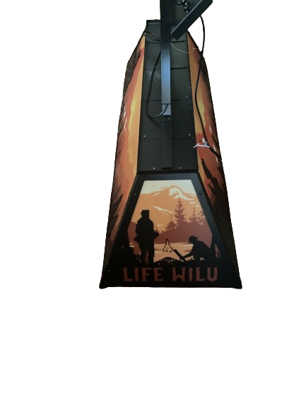 Used pool table light, includes bulbs, 4' by 9".