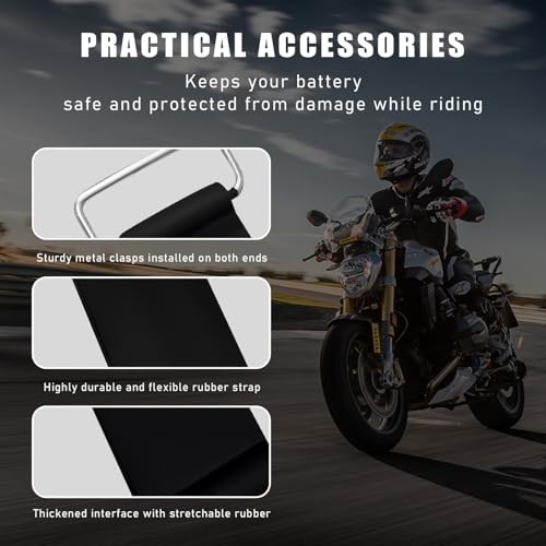 Motorcycle Battery Strap, Stretchable Rubber Battery Holder Bands with 2 PCS
