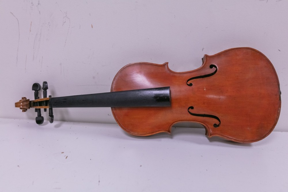 Antique - German 4/4 Stradivarius Violin - Needs Strings w/ Case & Bow