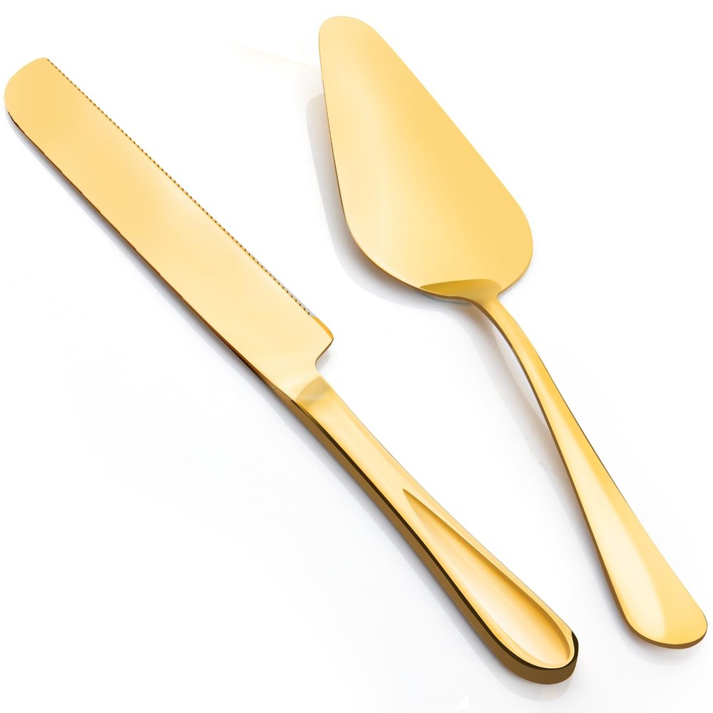 2-Piece Premium Cake Cutting Set, Exquisite and Server with Serrated Design, ...