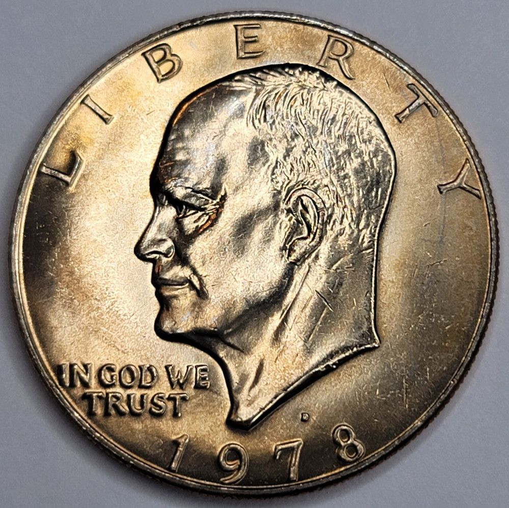 1978 D EISENHOWER UNCIRCULATED IKE DOLLAR - CN-CLAD - TONED