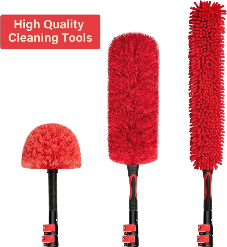 5X Cleaner Duster Dusters Extendable Pole Dusting Tools W/ Cobweb Brush for Home