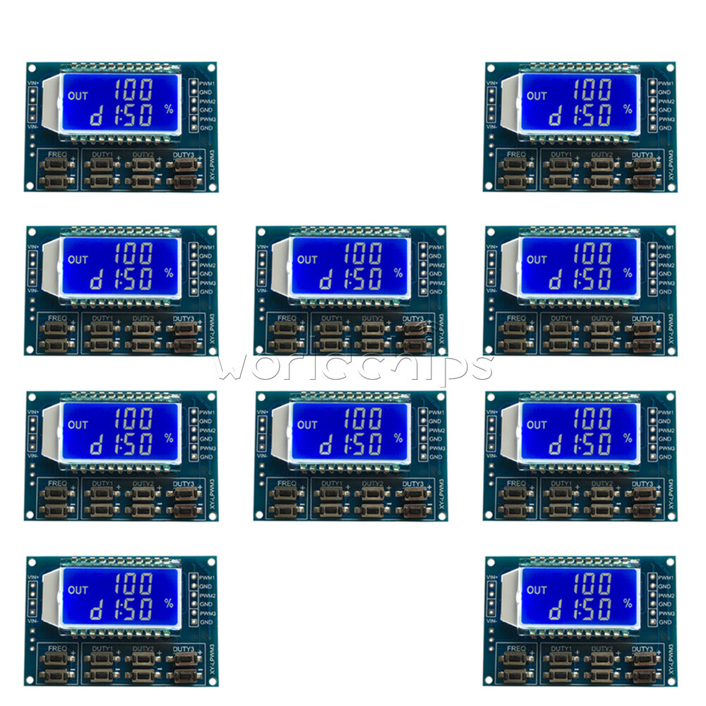 1-10x Signal Generator 3CH PWM Pulse Wave Frequency Duty Cycle Adjustable Module