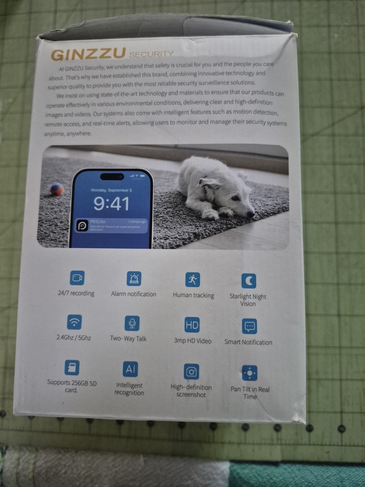 NIB Ginzzu WiFi Security Camera 2 Way Communication, 3mp Recording