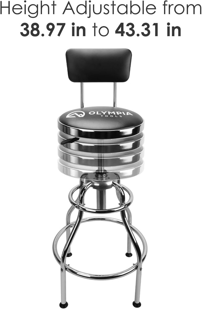 Olympia Tools 82-738 Adjustable Hydraulic Work Stool, Black