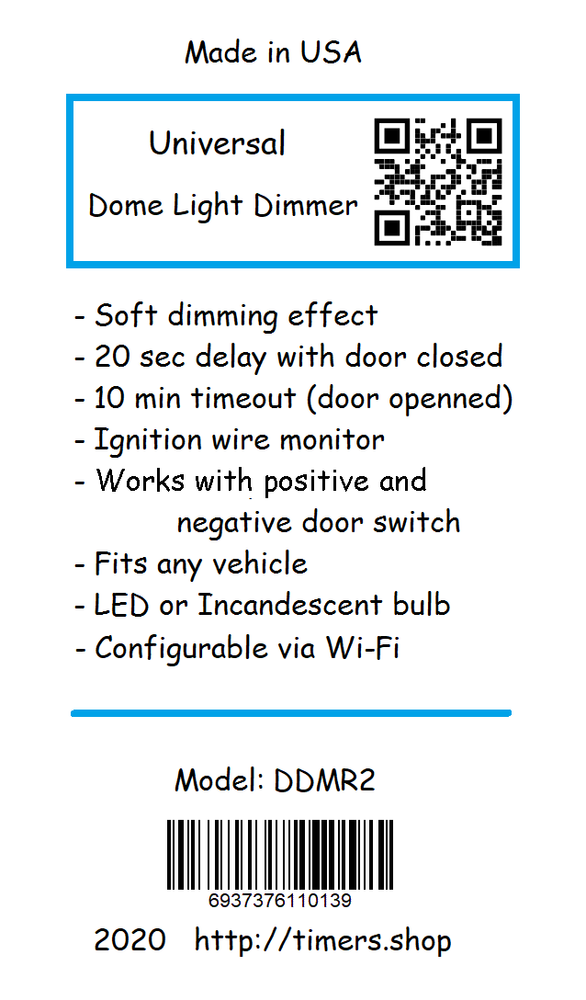 Dome Light Delay Control Module. 20sec with 10min timeout.