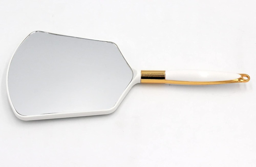 Eaoundm Hand Held Mirror with Handle, Makeup 13L x 6W, White
