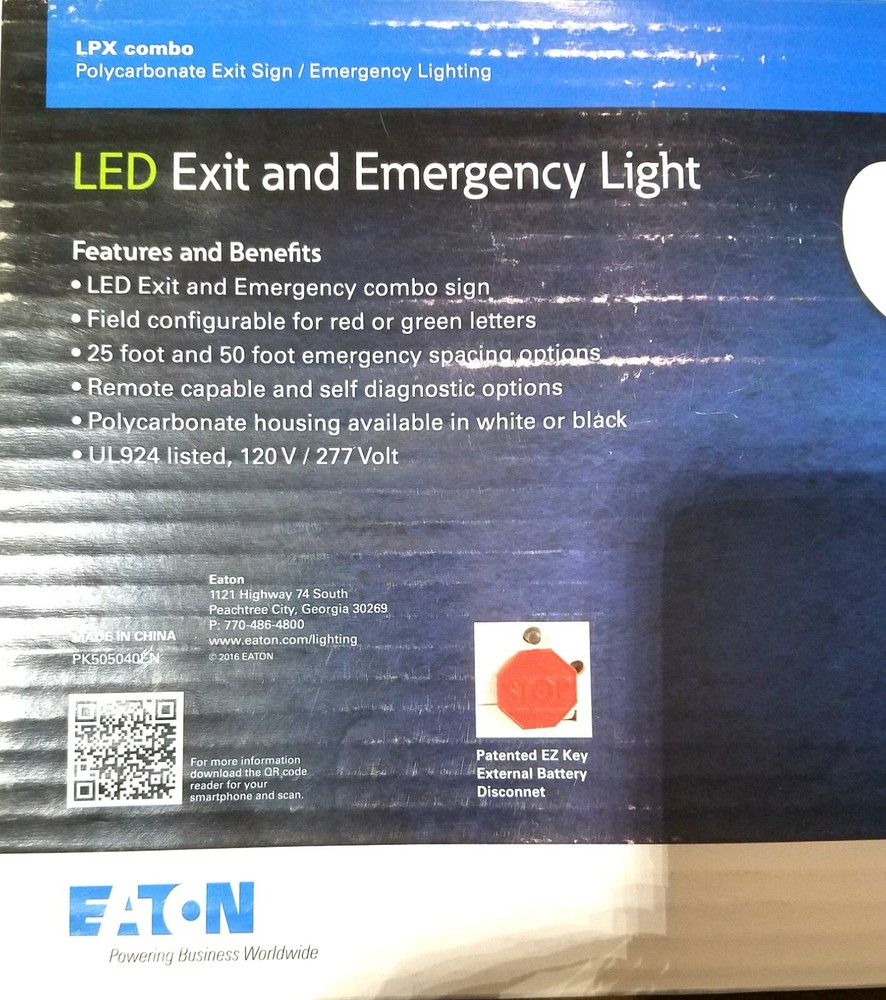 Sure Lites LPXC25BKSD LED Emergency Light Exit Sign Combo Self-Diagnostics Black