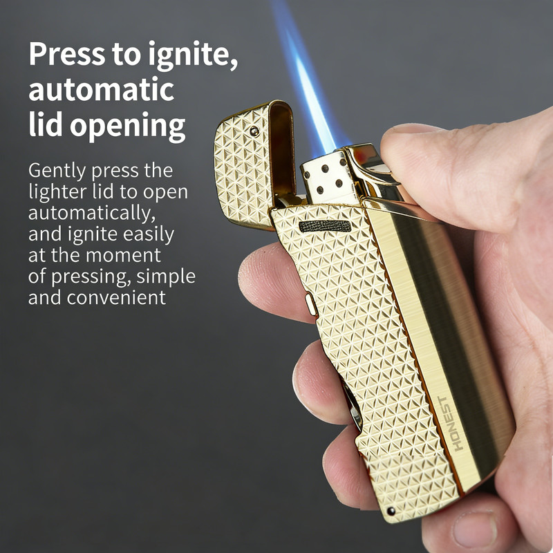 Inflatable Metal Lighter Multi-Functional Lighter V-Shaped Cigar Cutter Gift Box