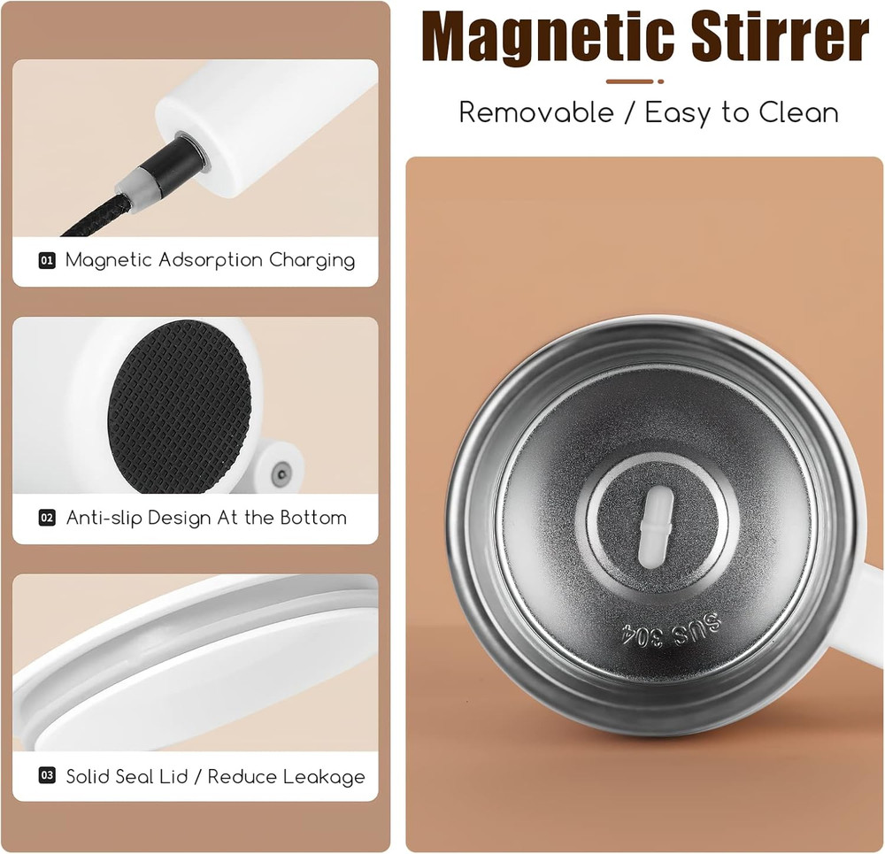 Self Stirring Coffee Mug: Rechargeable Automatic Self Stirring Mug with Magnetic