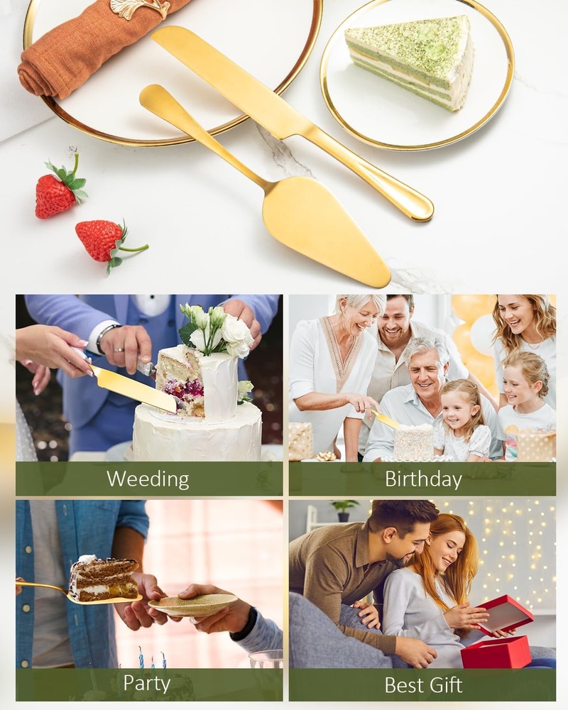 2-Piece Premium Cake Cutting Set, Exquisite and Server with Serrated Design, ...