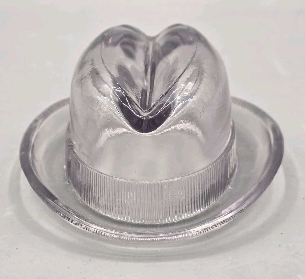 VINTAGE 1940s Pressed Glass Fedora Hat Candy Container - Novelty