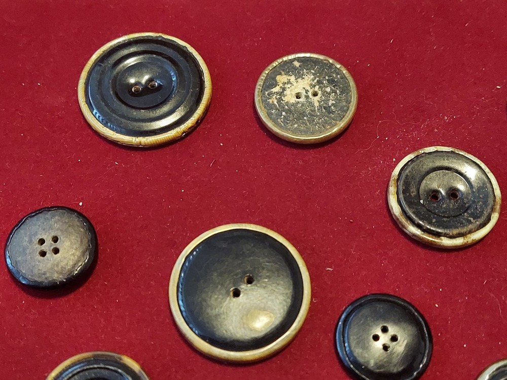 15 Vintage Celluloid Tight Top Sew-Through Buttons - Various Sizes
