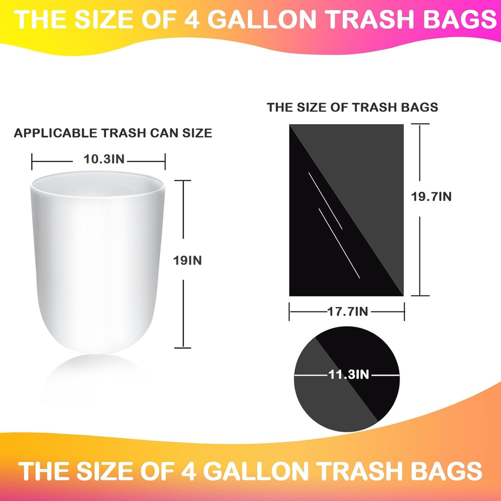 4 Gallon Drawstring Trash Bags,40 Count Black