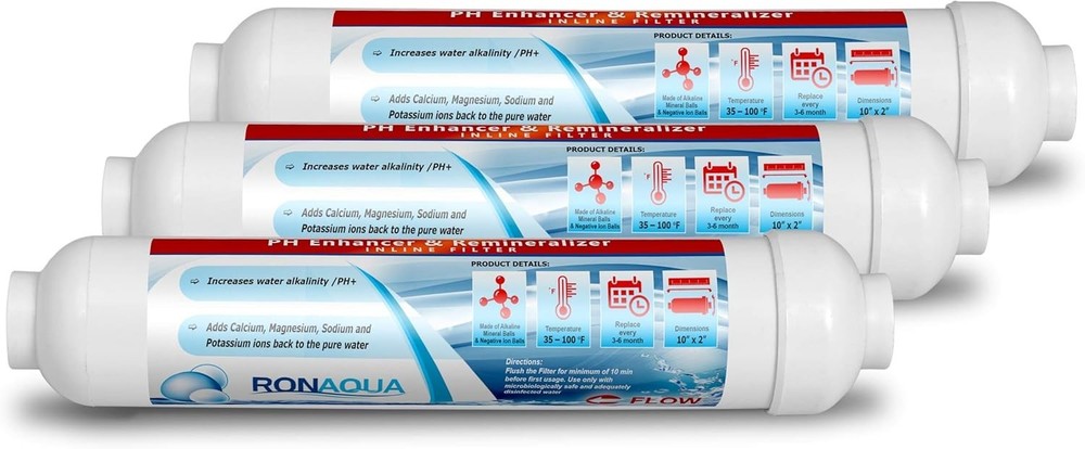 10-inch Universal Alkaline in-line Water Replacement Filter - 3 Pack - NEW