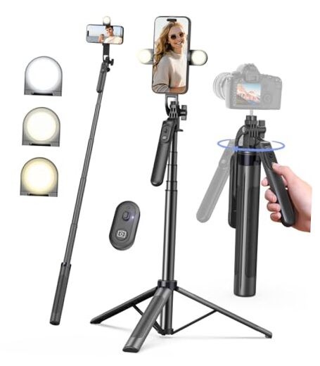 71" iPhone Tripod with Light - Lighted Tripod for iPhone