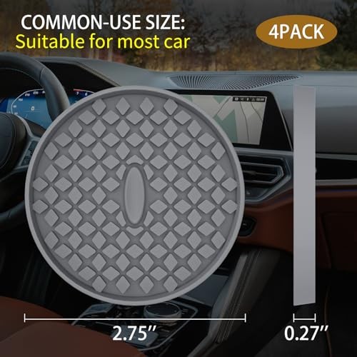Car Cup Coasters [4 Pack] Silicone Car Coasters/Cup Mats, Non 4 Pack-deep Grey
