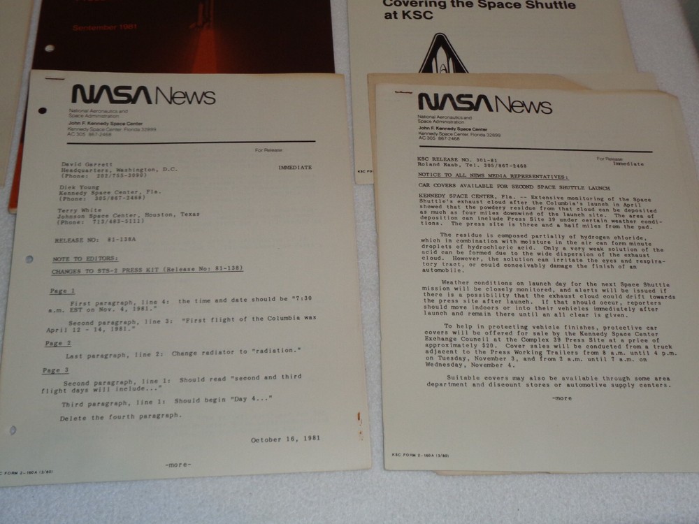 NASA Space Shuttle Second Launch STS-2 Media Press Kit Permits & Papers Lot Rare