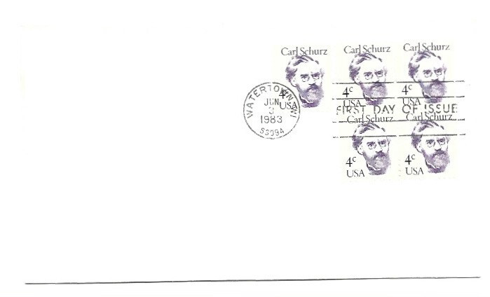 1847 4c Carl Schurz uncacheted, FDC
