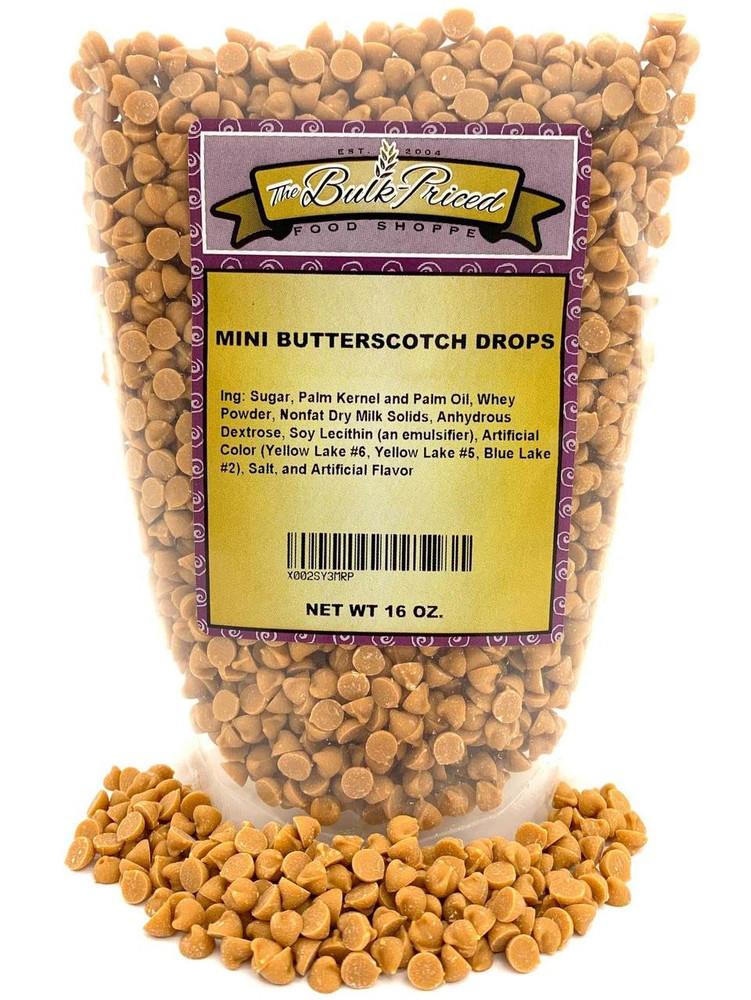 Mini Butterscotch Drops, Bulk Size, Baking Chips (1 Lb. Resealable Zip Lock Stan