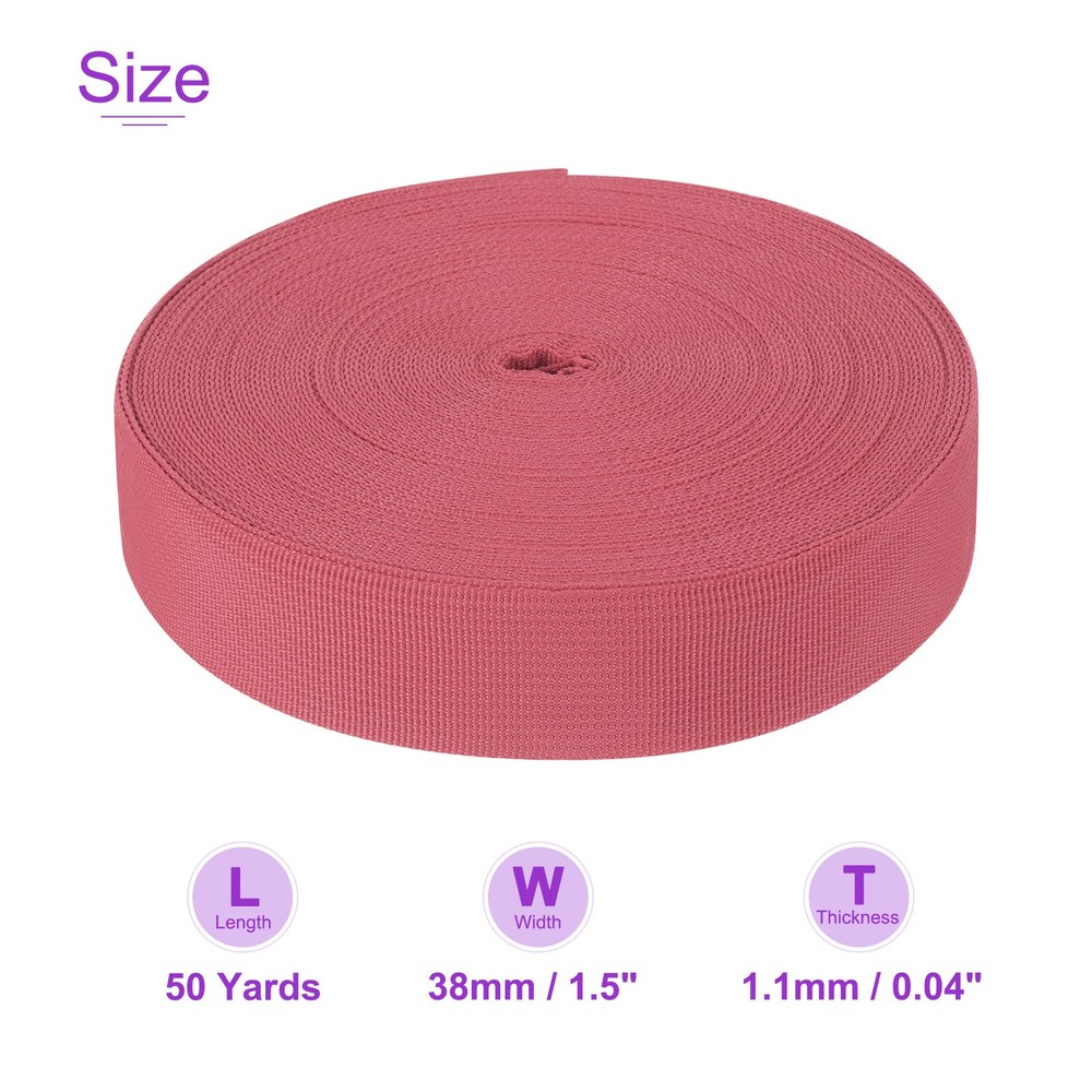 50Yard x 1 1/2" Width Nylon Webbing Strap Poly Webbing Strapping Watermelon Red