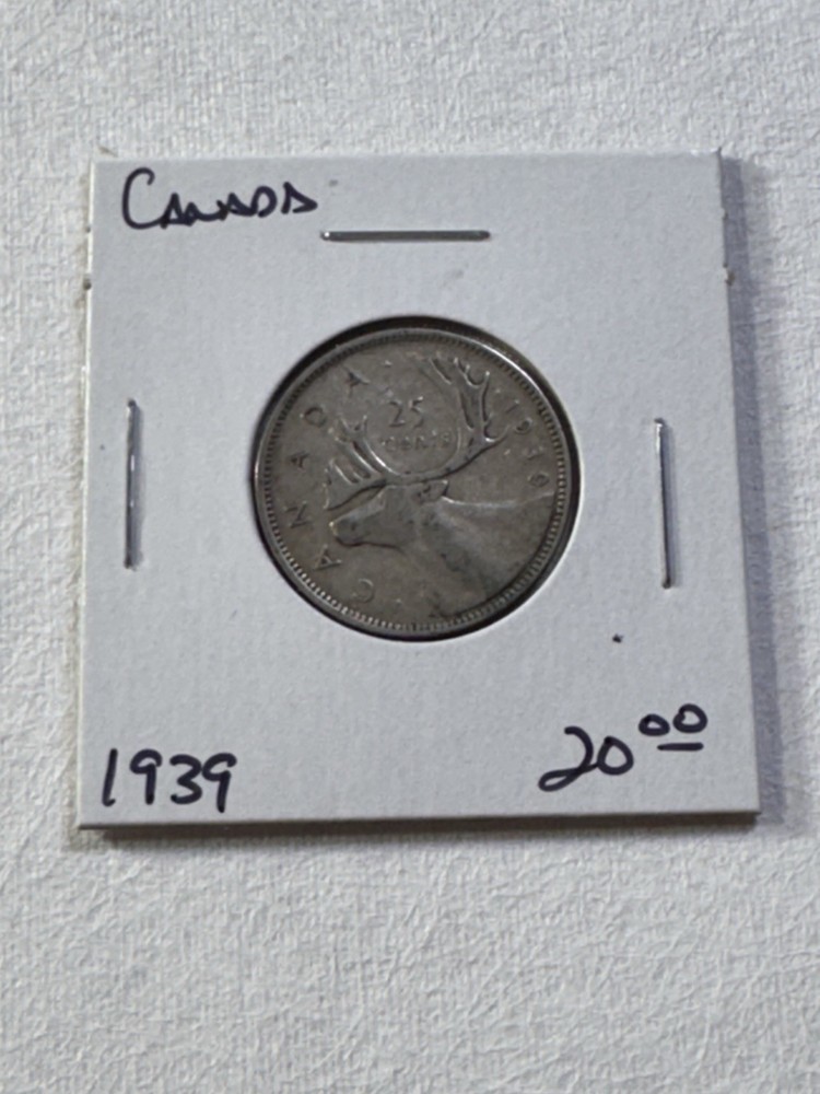 1939 Canada 25 Cents Silver Coin