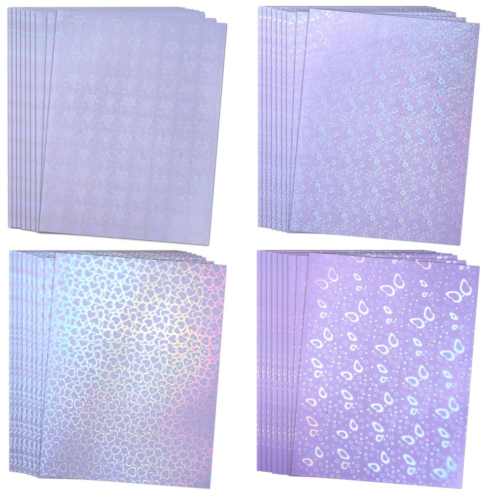 Self Adhesive Vinyl Sheets, Holographic Laminates, Craft, Purple