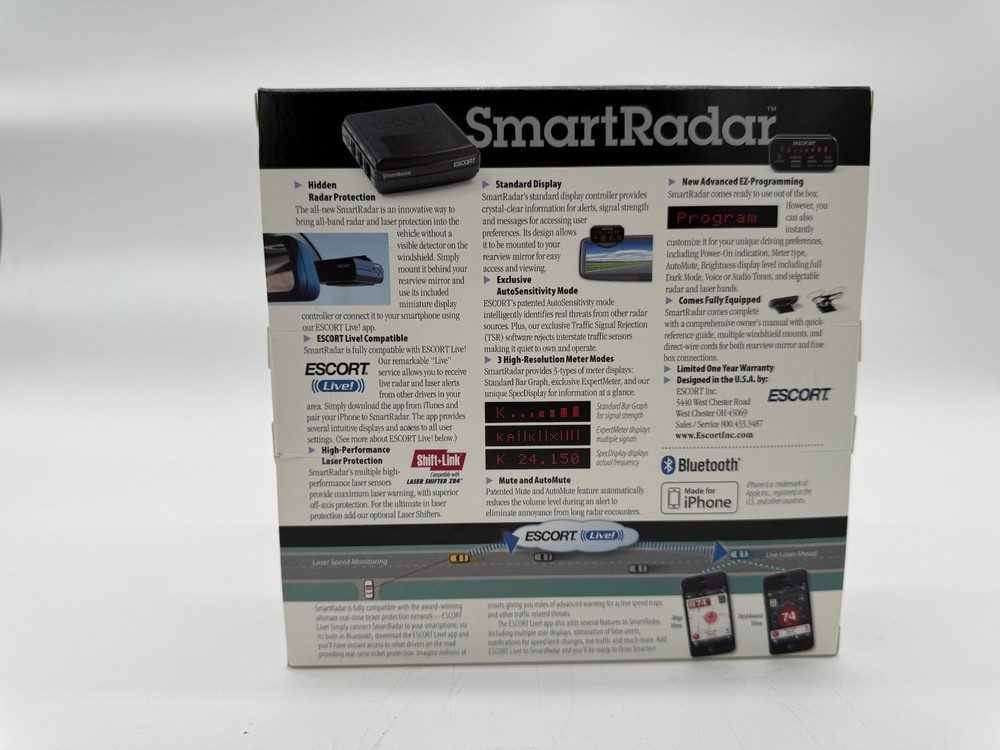 New Escort smart radar w/ passport display SMARTRADIPH Bluetooth iPhone