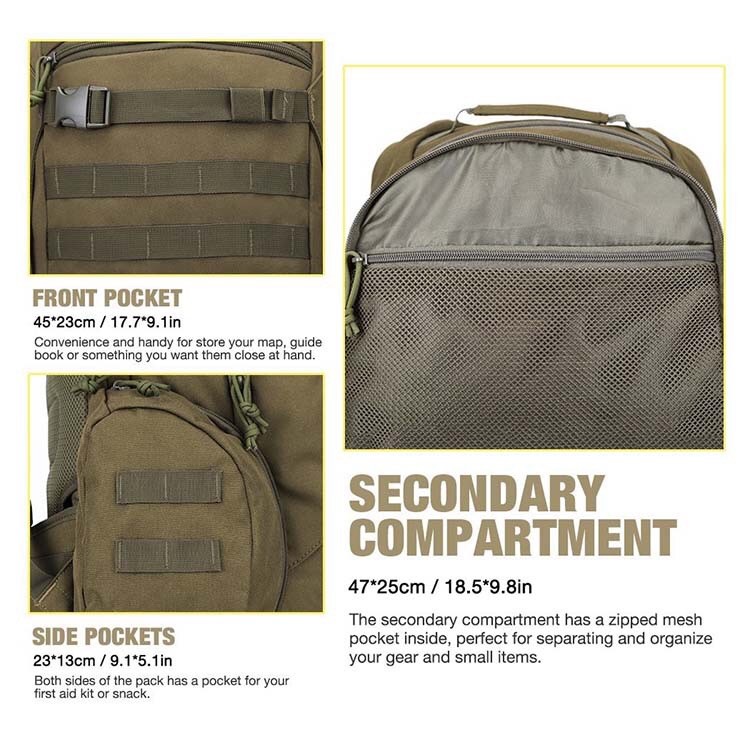 Tactical Backpack Day Pack Hiking Field Bug Out Bag w/ Molle System