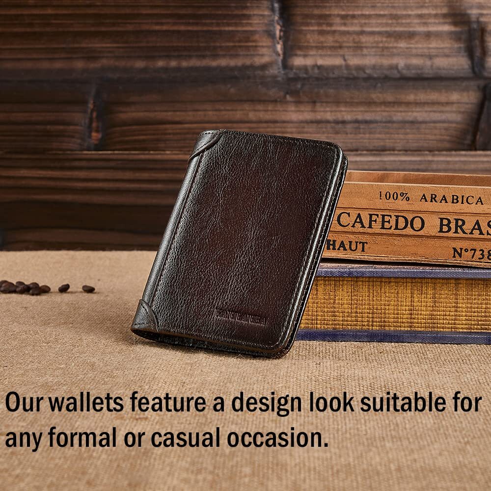 Trifold Wallet for Men RFID Blocking Leather WalletsLarge Capacity Wallet wit...