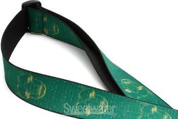 Levy's MPD2 Polyester Guitar Strap - Green & Mustard Skulls