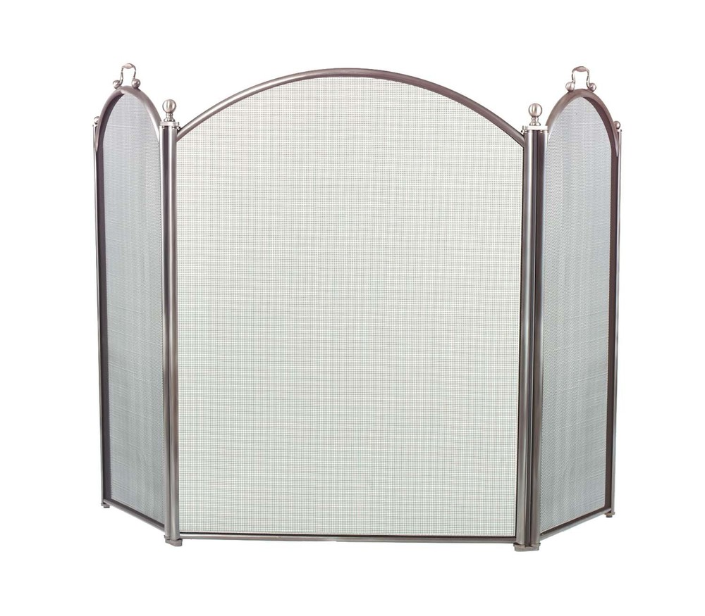 Dagan Three Fold Pewter Arched Fireplace Screen, 52in. x 29in.