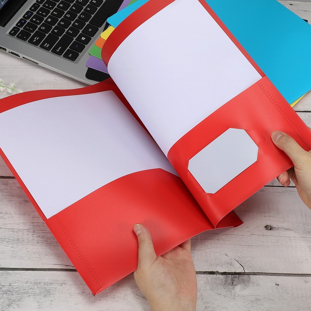 Yellow Plastic Folders with Pockets, 50 Pack Plastic Pocket Folders