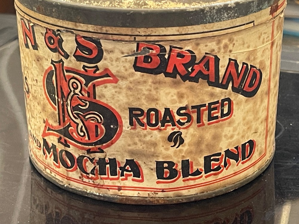 Vintage N&S Brand Gas Roasted Coffee Tin Java & Mocha Blend Denver CO c19th