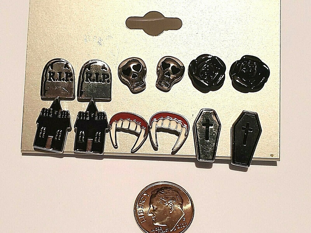 Halloween Post Earrings 6 Sets Gift Lux Fun